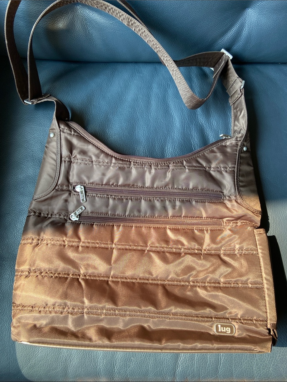 lug Chocolate Brown Quilted Shoulder Bag - Picture 5 of 6